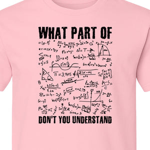Math Teacher T-Shirt, What Part of Don't You Understand Equation Design for Educators