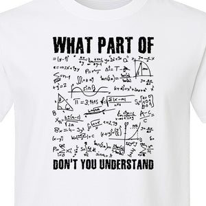 Math Teacher T-Shirt, What Part of Don't You Understand Equation Design for Educators