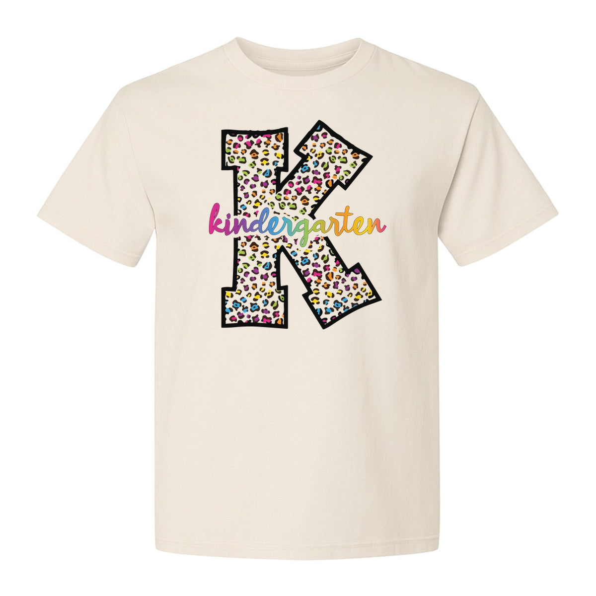 Kindergarten Teacher T-Shirt, Leopard Print K Initial Design for Back to School