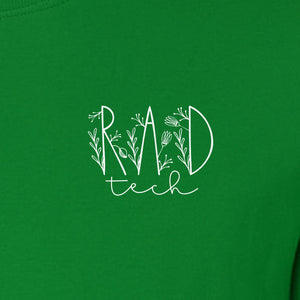 Rad Tech T-Shirt, Botanical Left Chest Radiology Technologist Gift for X-Ray Staff