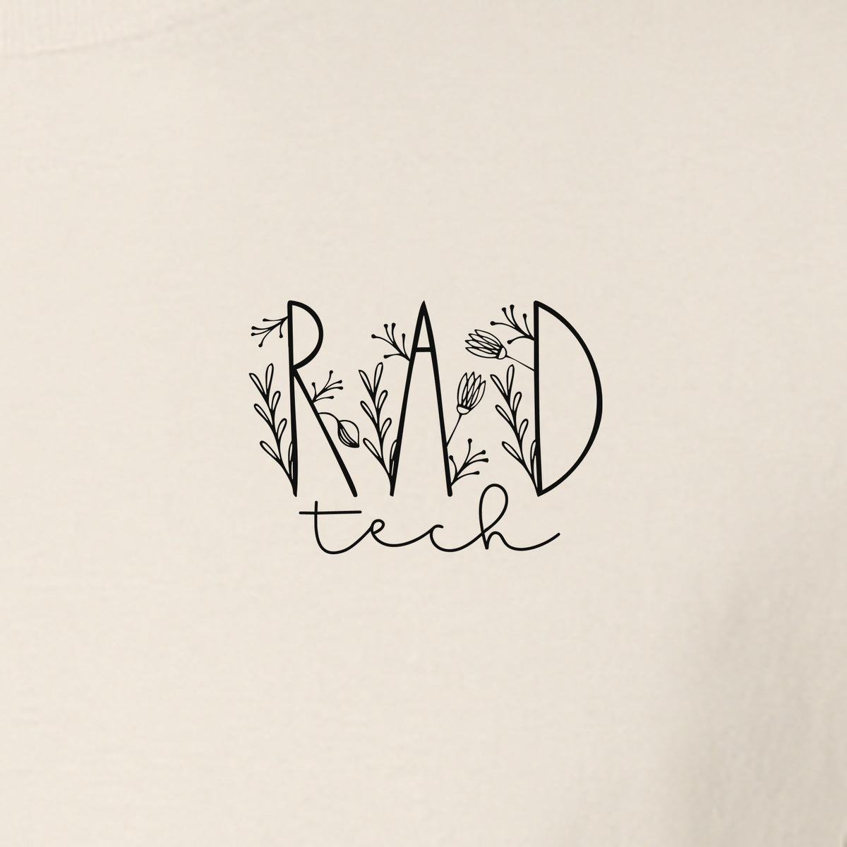Rad Tech T-Shirt, Botanical Left Chest Radiology Technologist Gift for X-Ray Staff