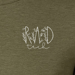 Rad Tech T-Shirt, Botanical Left Chest Radiology Technologist Gift for X-Ray Staff