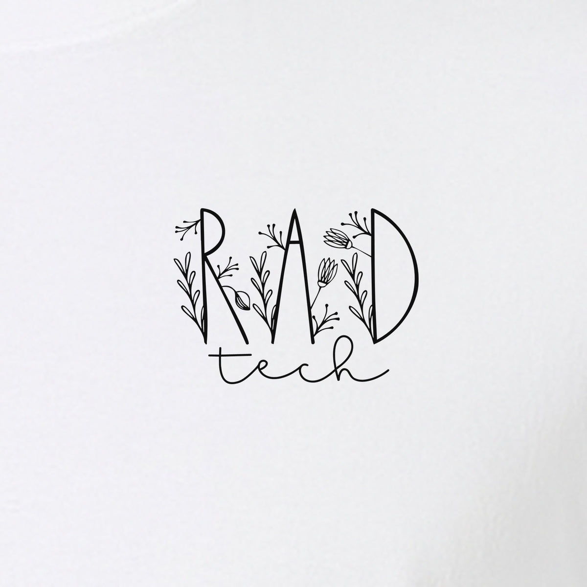 Rad Tech T-Shirt, Botanical Left Chest Radiology Technologist Gift for X-Ray Staff