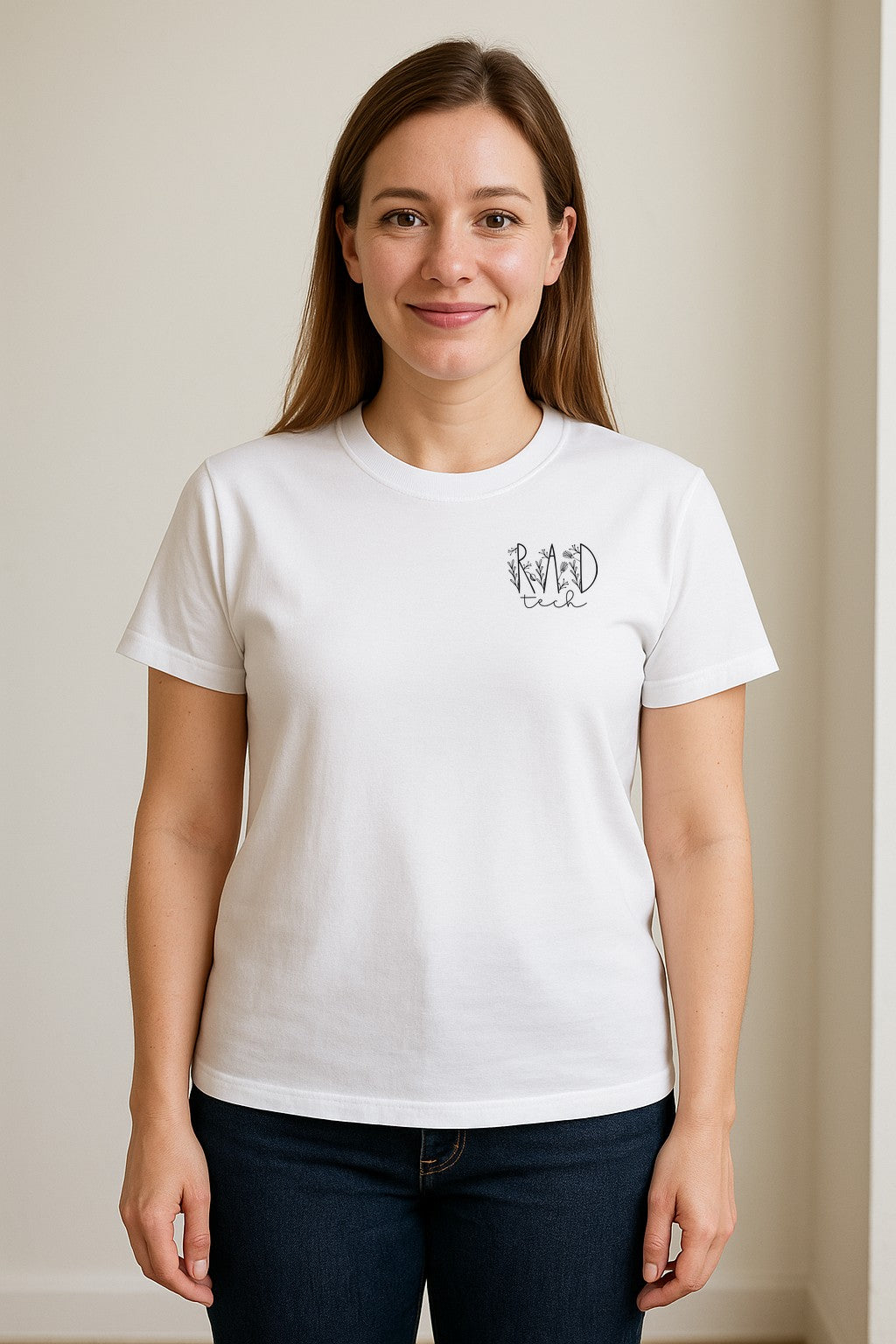 Rad Tech T-Shirt, Botanical Left Chest Radiology Technologist Gift for X-Ray Staff