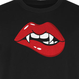 Vampire Lips T-Shirt, Spooky Fang Graphic for Halloween Parties and Gothic Style Fans