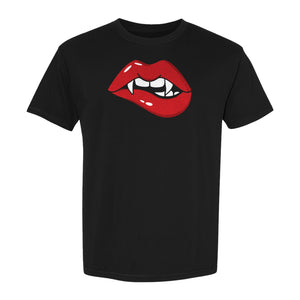 Vampire Lips T-Shirt, Spooky Fang Graphic for Halloween Parties and Gothic Style Fans