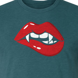 Vampire Lips T-Shirt, Spooky Fang Graphic for Halloween Parties and Gothic Style Fans