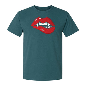Vampire Lips T-Shirt, Spooky Fang Graphic for Halloween Parties and Gothic Style Fans