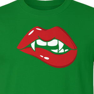 Vampire Lips T-Shirt, Spooky Fang Graphic for Halloween Parties and Gothic Style Fans