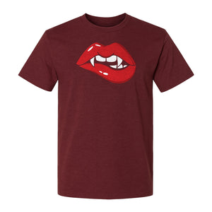 Vampire Lips T-Shirt, Spooky Fang Graphic for Halloween Parties and Gothic Style Fans