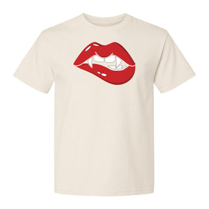 Vampire Lips T-Shirt, Spooky Fang Graphic for Halloween Parties and Gothic Style Fans
