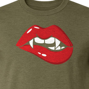 Vampire Lips T-Shirt, Spooky Fang Graphic for Halloween Parties and Gothic Style Fans