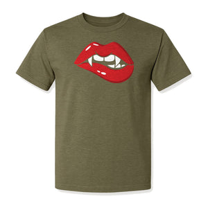 Vampire Lips T-Shirt, Spooky Fang Graphic for Halloween Parties and Gothic Style Fans