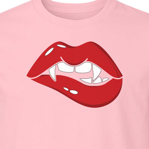 Vampire Lips T-Shirt, Spooky Fang Graphic for Halloween Parties and Gothic Style Fans
