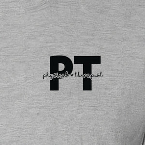 Physical Therapist PT T-Shirt, Small Left Chest Typography for Therapy Professionals