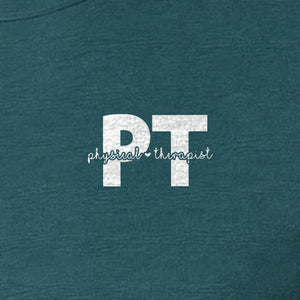 Physical Therapist PT T-Shirt, Small Left Chest Typography for Therapy Professionals