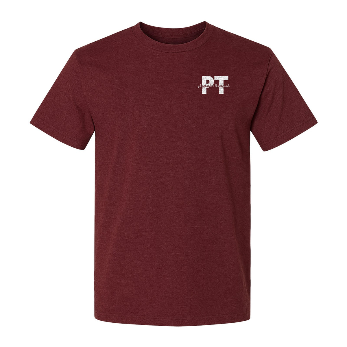 Physical Therapist PT T-Shirt, Small Left Chest Typography for Therapy Professionals