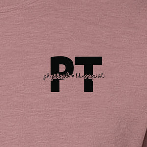 Physical Therapist PT T-Shirt, Small Left Chest Typography for Therapy Professionals