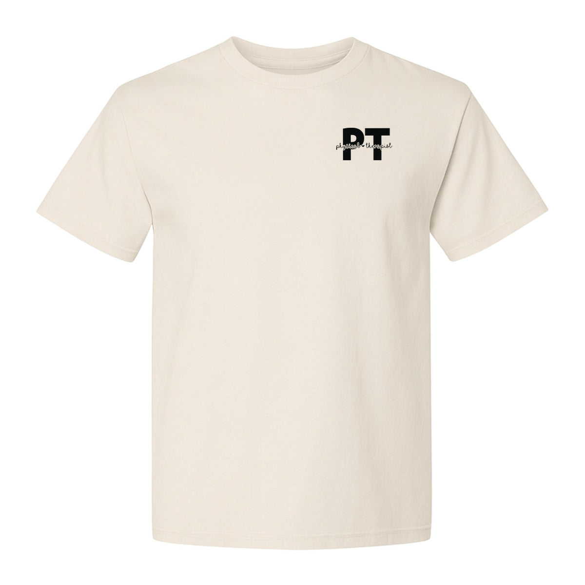 Physical Therapist PT T-Shirt, Small Left Chest Typography for Therapy Professionals