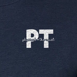 Physical Therapist PT T-Shirt, Small Left Chest Typography for Therapy Professionals