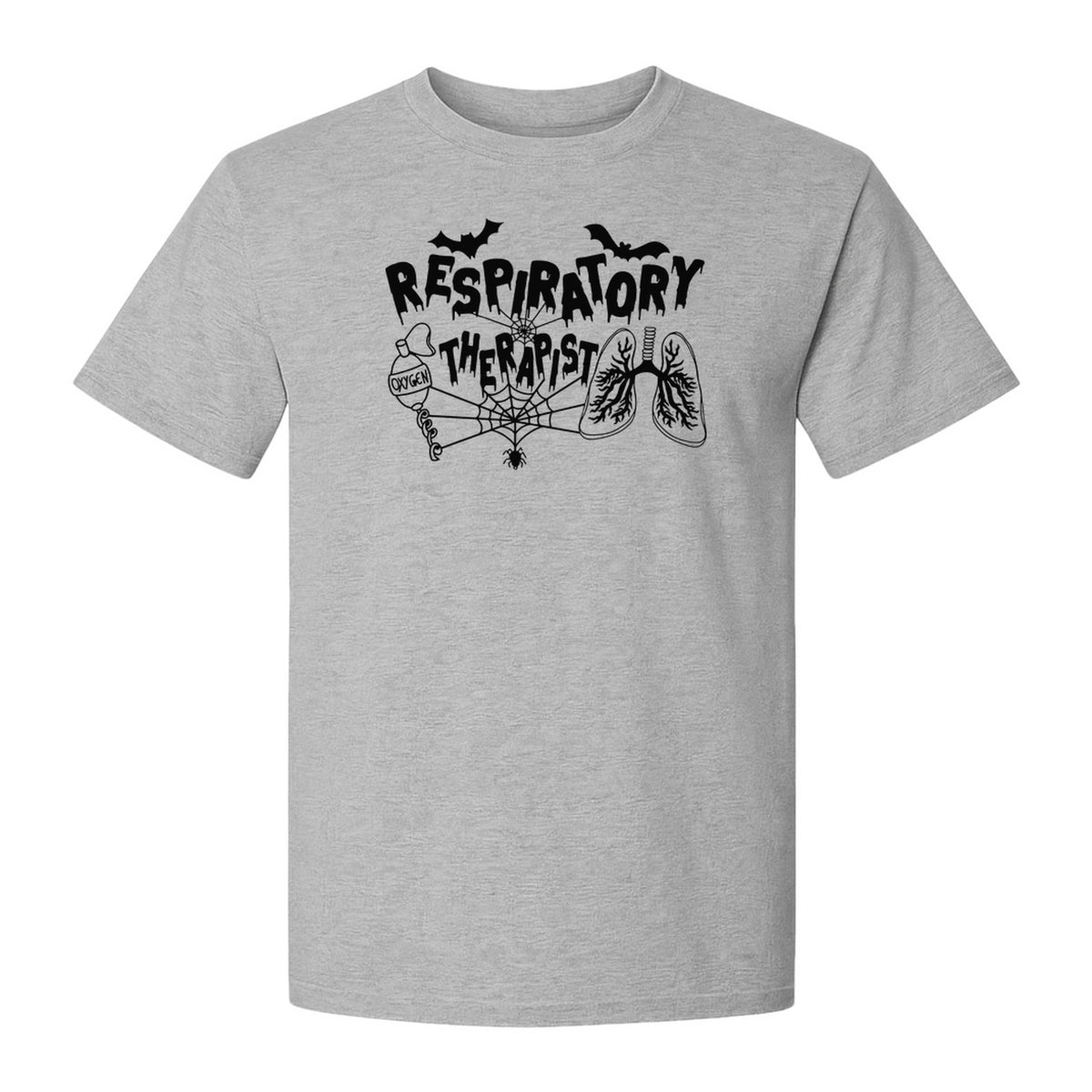 Respiratory Therapist T-Shirt, Spooky Halloween Lungs, Oxygen Tank and Spiderweb Graphic