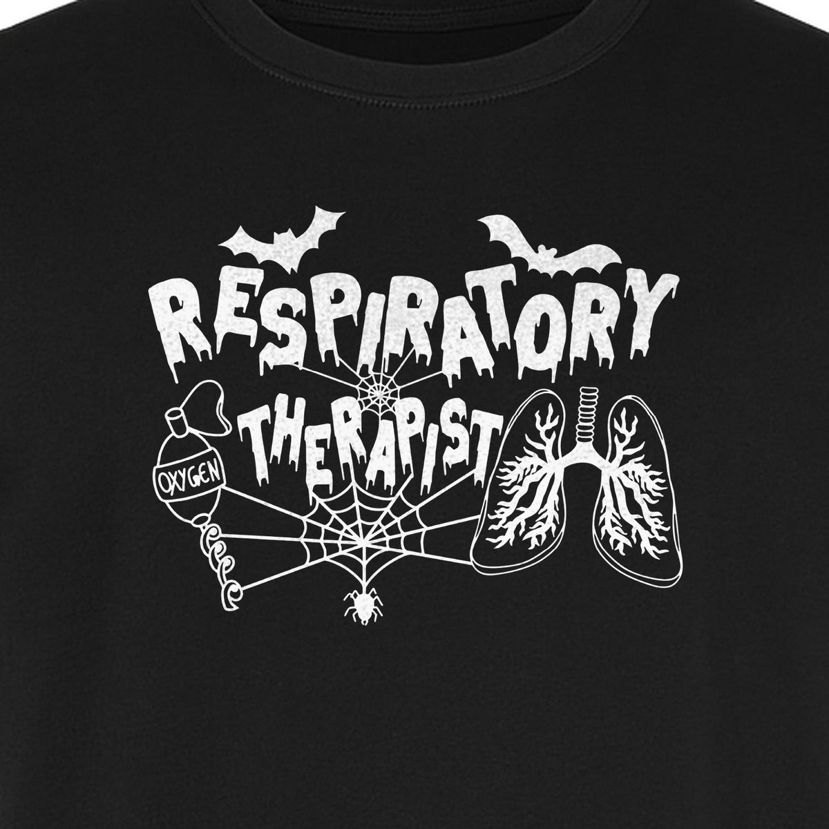 Respiratory Therapist T-Shirt, Spooky Halloween Lungs, Oxygen Tank and Spiderweb Graphic