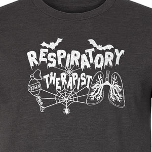 Respiratory Therapist T-Shirt, Spooky Halloween Lungs, Oxygen Tank and Spiderweb Graphic