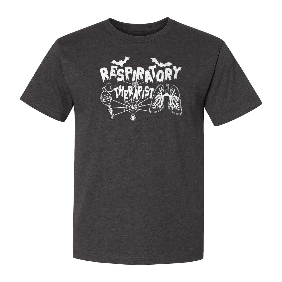 Respiratory Therapist T-Shirt, Spooky Halloween Lungs, Oxygen Tank and Spiderweb Graphic