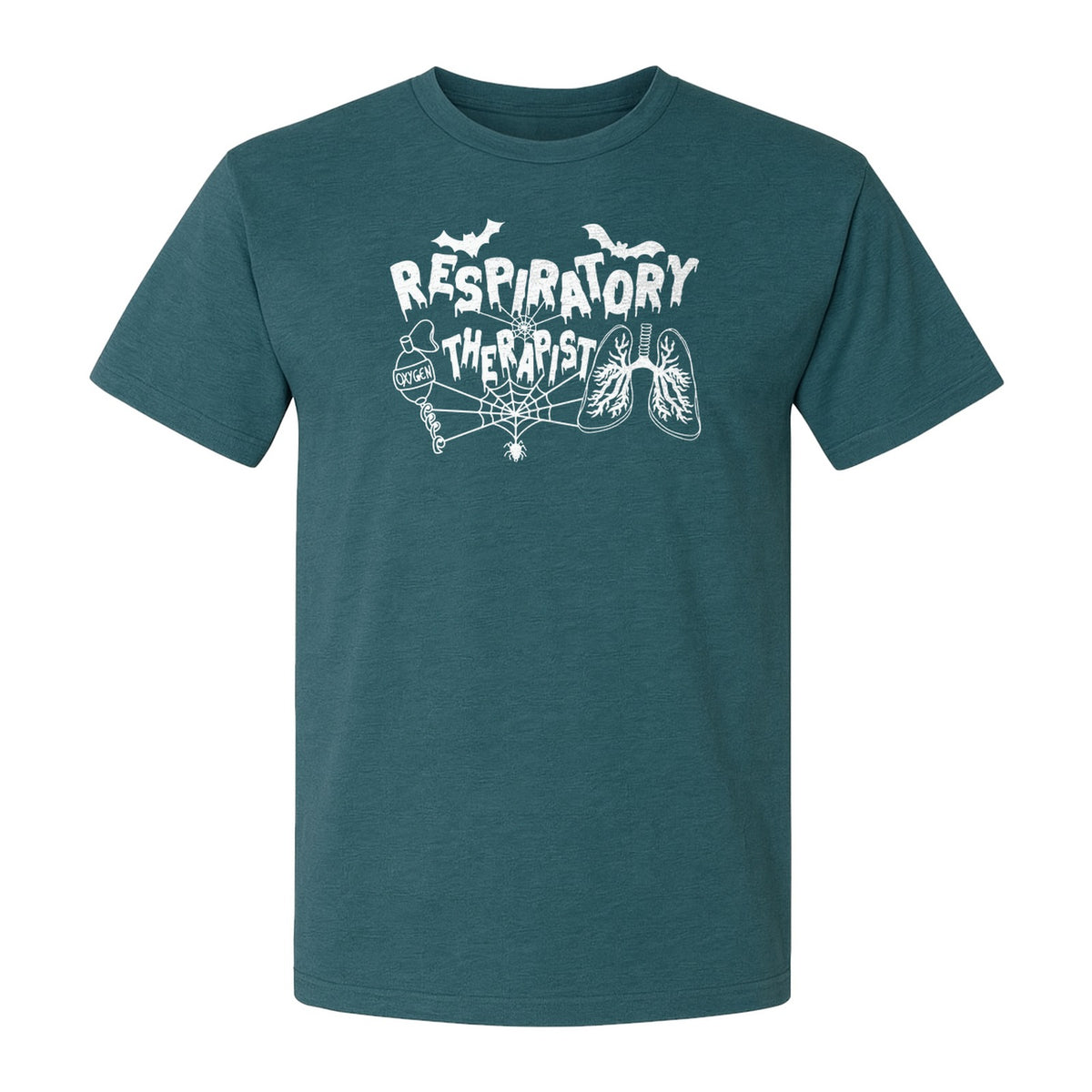 Respiratory Therapist T-Shirt, Spooky Halloween Lungs, Oxygen Tank and Spiderweb Graphic