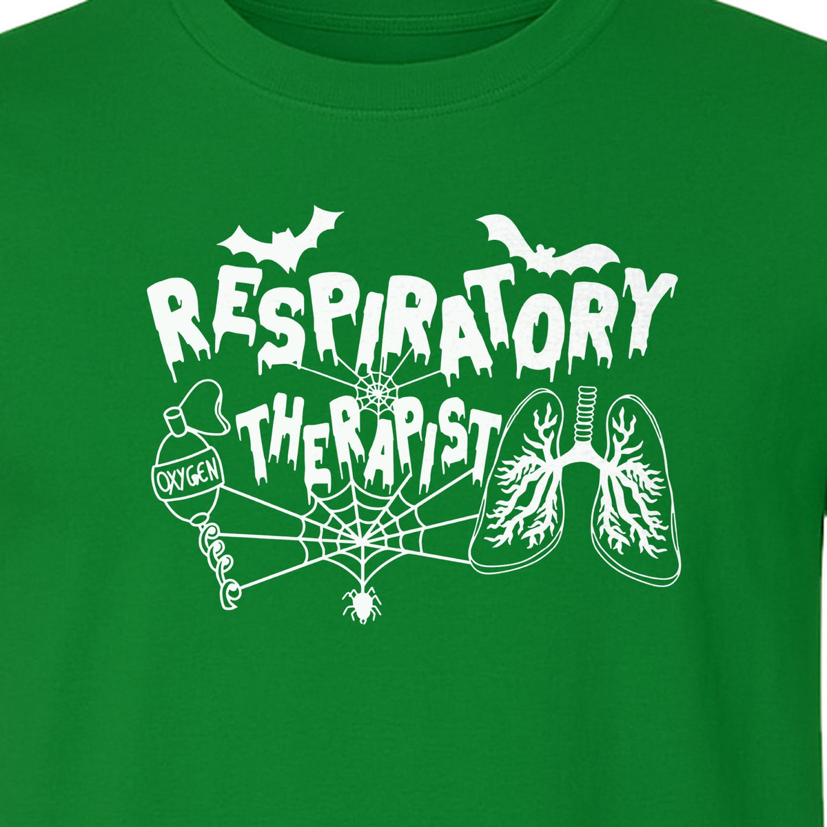 Respiratory Therapist T-Shirt, Spooky Halloween Lungs, Oxygen Tank and Spiderweb Graphic