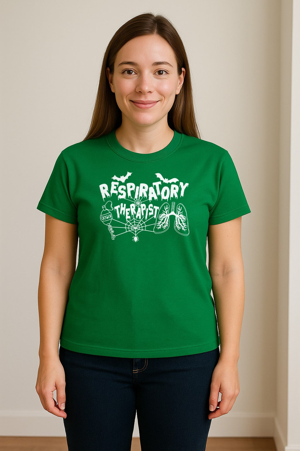 Respiratory Therapist T-Shirt, Spooky Halloween Lungs, Oxygen Tank and Spiderweb Graphic