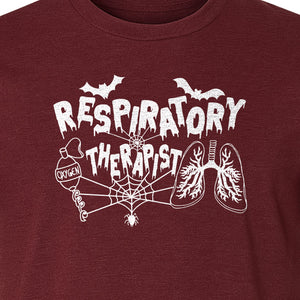 Respiratory Therapist T-Shirt, Spooky Halloween Lungs, Oxygen Tank and Spiderweb Graphic