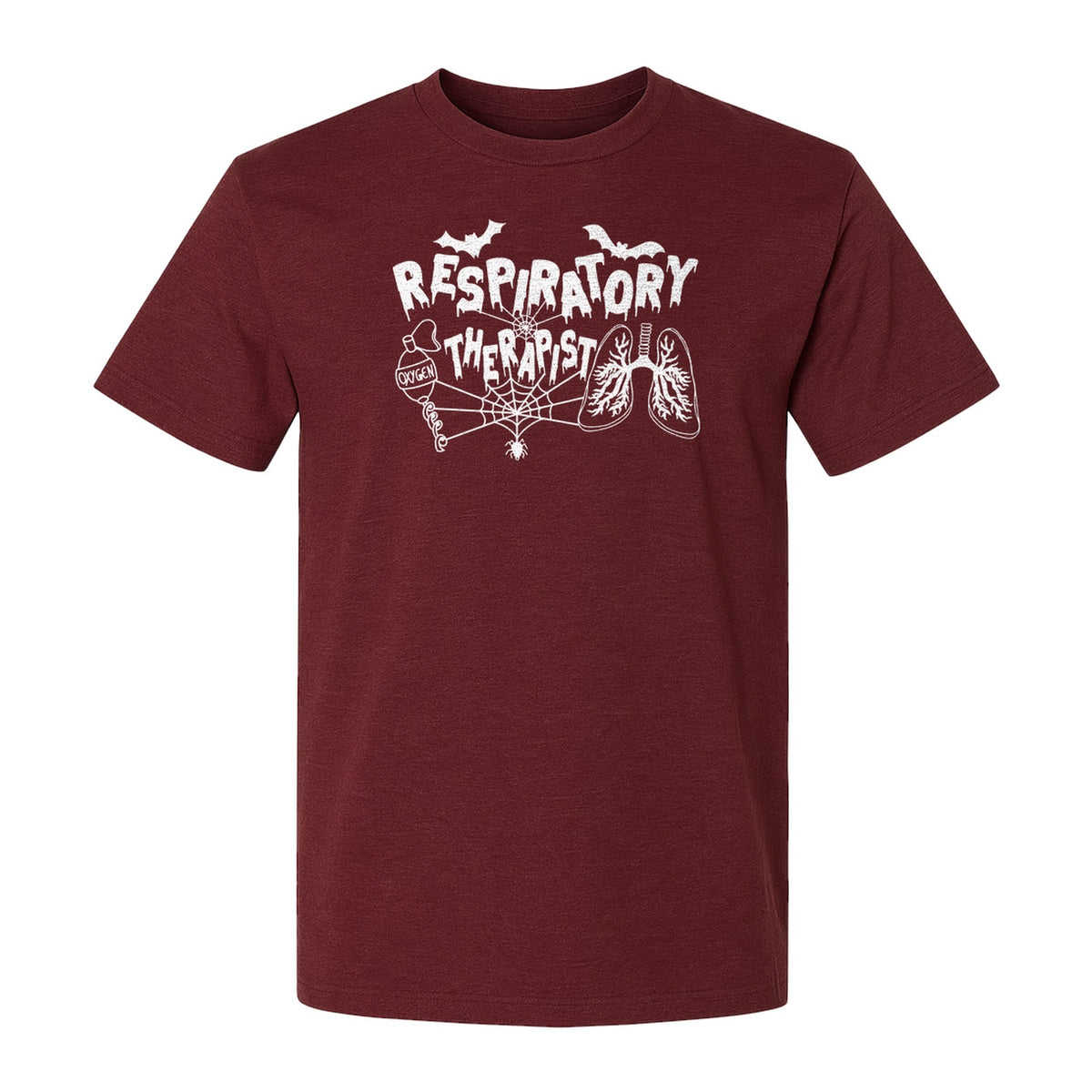 Respiratory Therapist T-Shirt, Spooky Halloween Lungs, Oxygen Tank and Spiderweb Graphic