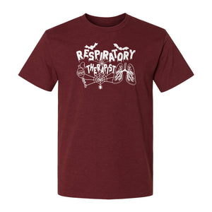 Respiratory Therapist T-Shirt, Spooky Halloween Lungs, Oxygen Tank and Spiderweb Graphic