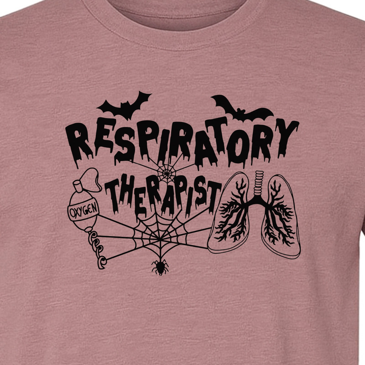 Respiratory Therapist T-Shirt, Spooky Halloween Lungs, Oxygen Tank and Spiderweb Graphic