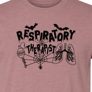 Respiratory Therapist T-Shirt, Spooky Halloween Lungs, Oxygen Tank and Spiderweb Graphic