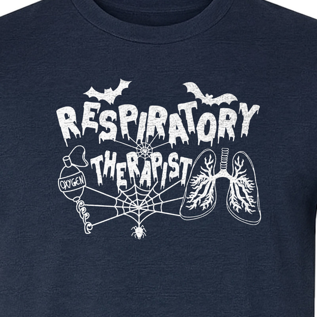 Respiratory Therapist T-Shirt, Spooky Halloween Lungs, Oxygen Tank and Spiderweb Graphic