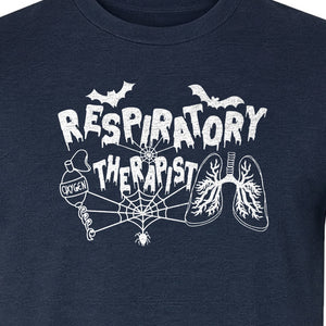 Respiratory Therapist T-Shirt, Spooky Halloween Lungs, Oxygen Tank and Spiderweb Graphic