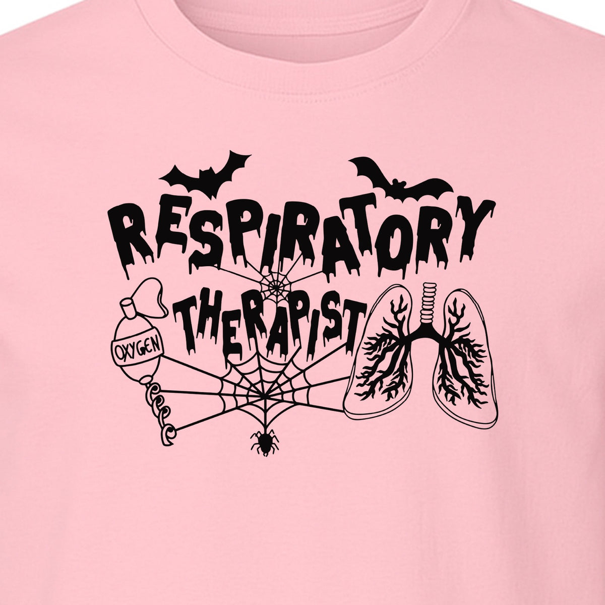 Respiratory Therapist T-Shirt, Spooky Halloween Lungs, Oxygen Tank and Spiderweb Graphic