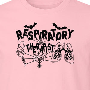 Respiratory Therapist T-Shirt, Spooky Halloween Lungs, Oxygen Tank and Spiderweb Graphic