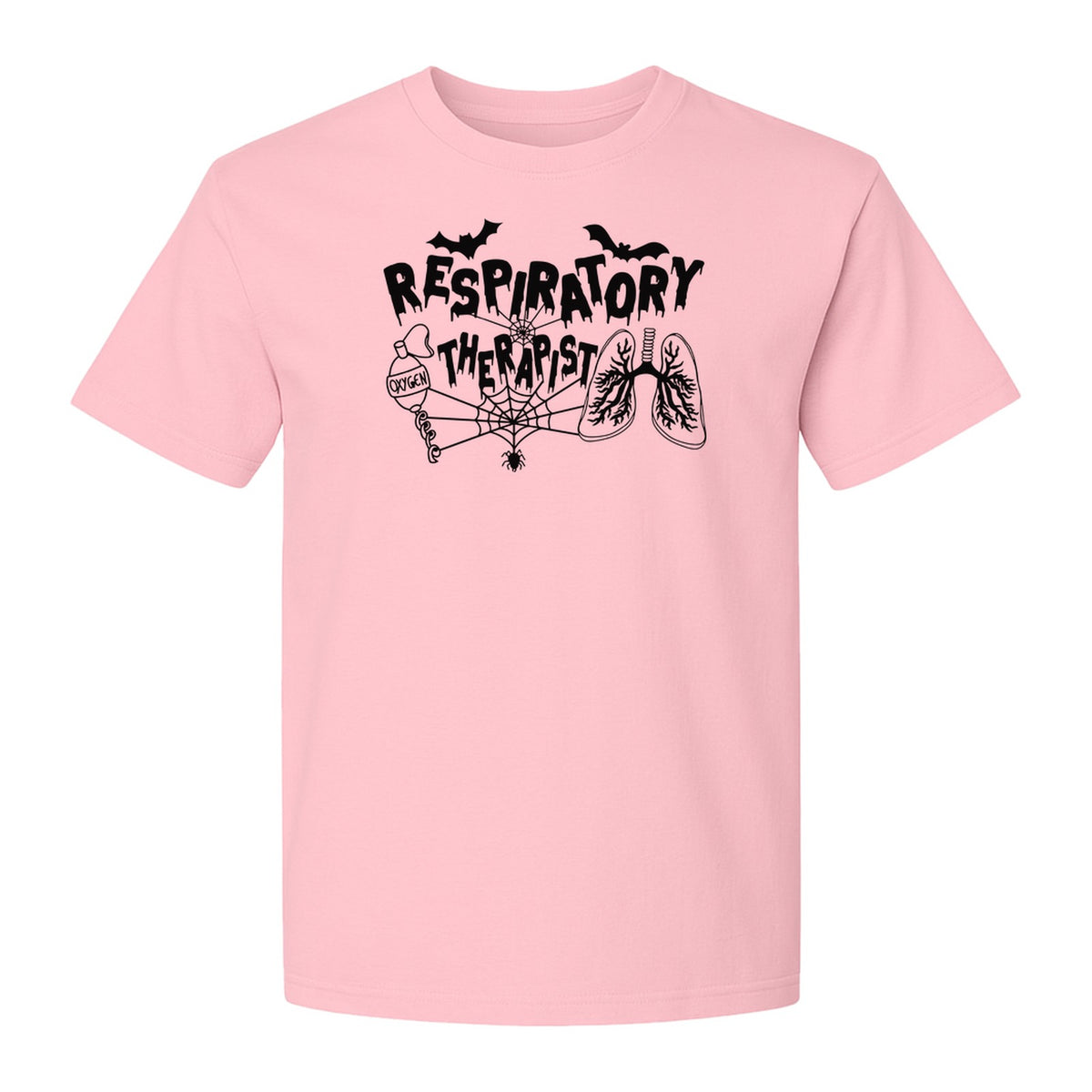 Respiratory Therapist T-Shirt, Spooky Halloween Lungs, Oxygen Tank and Spiderweb Graphic