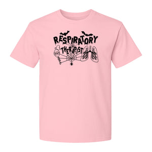 Respiratory Therapist T-Shirt, Spooky Halloween Lungs, Oxygen Tank and Spiderweb Graphic
