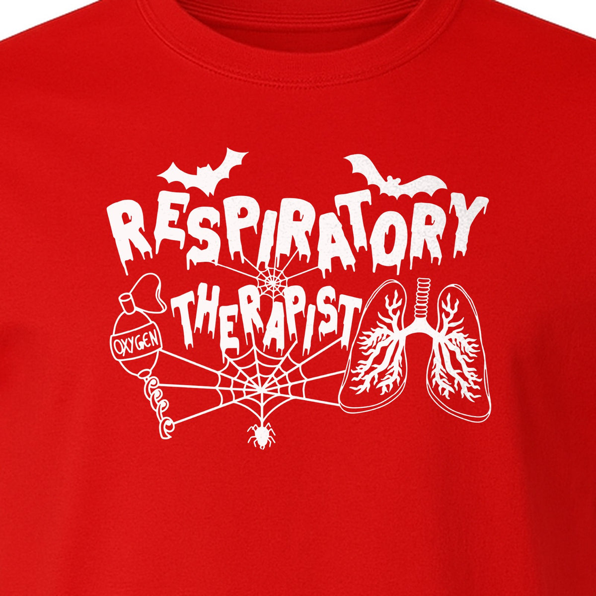 Respiratory Therapist T-Shirt, Spooky Halloween Lungs, Oxygen Tank and Spiderweb Graphic