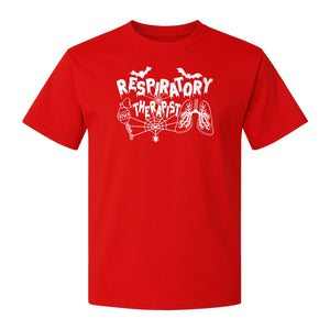 Respiratory Therapist T-Shirt, Spooky Halloween Lungs, Oxygen Tank and Spiderweb Graphic