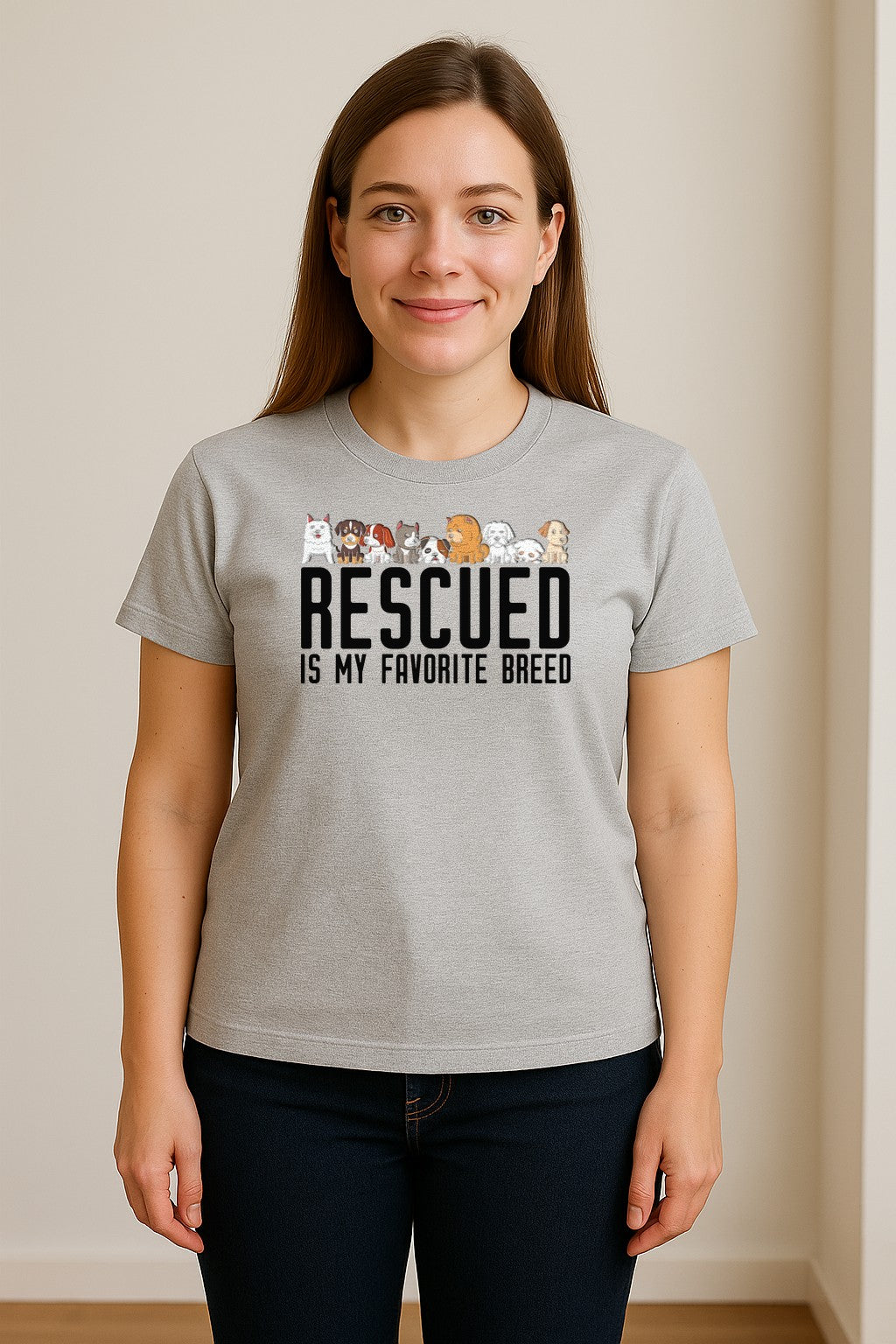 Dog Rescue T-Shirt, Rescued Is My Favorite Breed Graphic for Animal Lovers and Pet Parents
