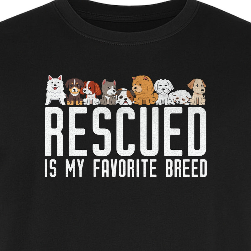 Dog Rescue T-Shirt, Rescued Is My Favorite Breed Graphic for Animal Lovers and Pet Parents