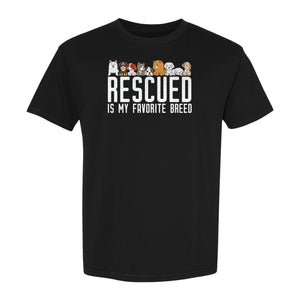 Dog Rescue T-Shirt, Rescued Is My Favorite Breed Graphic for Animal Lovers and Pet Parents