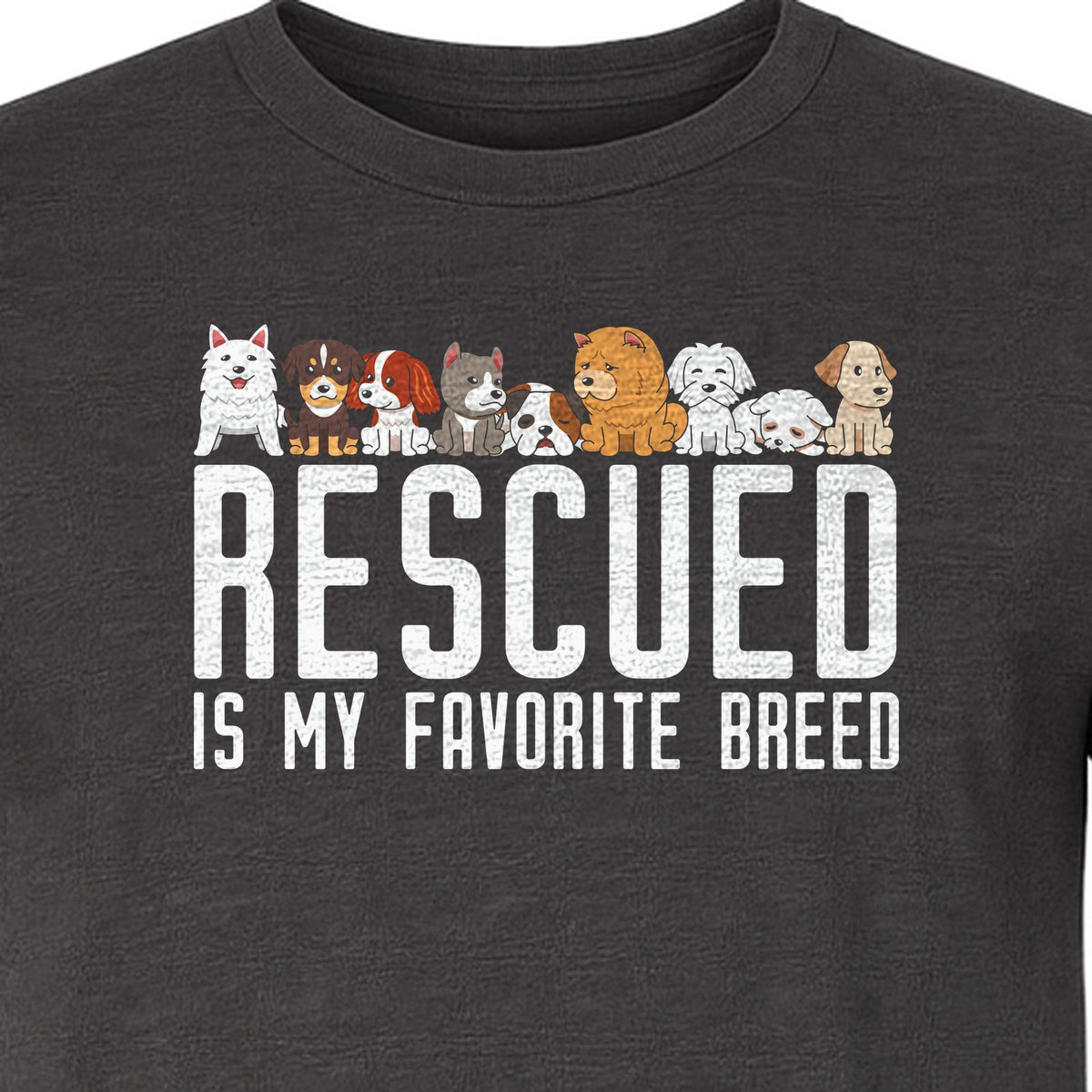 Dog Rescue T-Shirt, Rescued Is My Favorite Breed Graphic for Animal Lovers and Pet Parents
