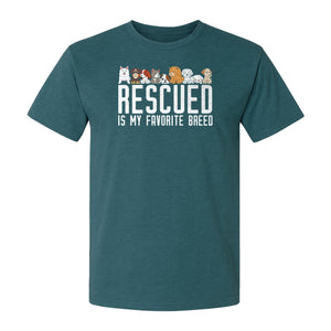 Dog Rescue T-Shirt, Rescued Is My Favorite Breed Graphic for Animal Lovers and Pet Parents