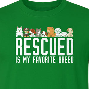 Dog Rescue T-Shirt, Rescued Is My Favorite Breed Graphic for Animal Lovers and Pet Parents